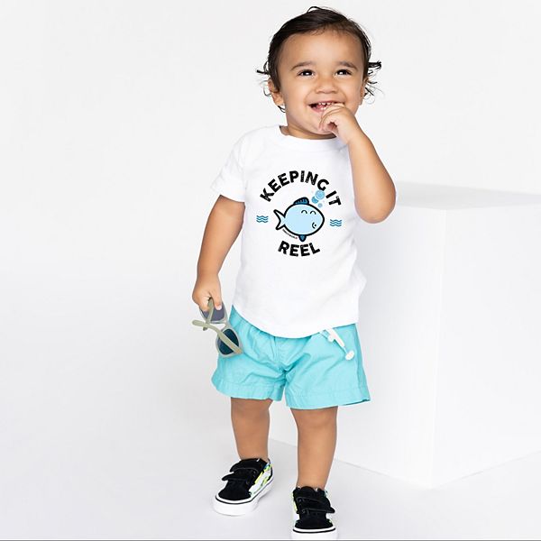 Футболка с принтом Smileyworld keeping it reel fish для малышей The Juniper Shop, Yellow — фото 3