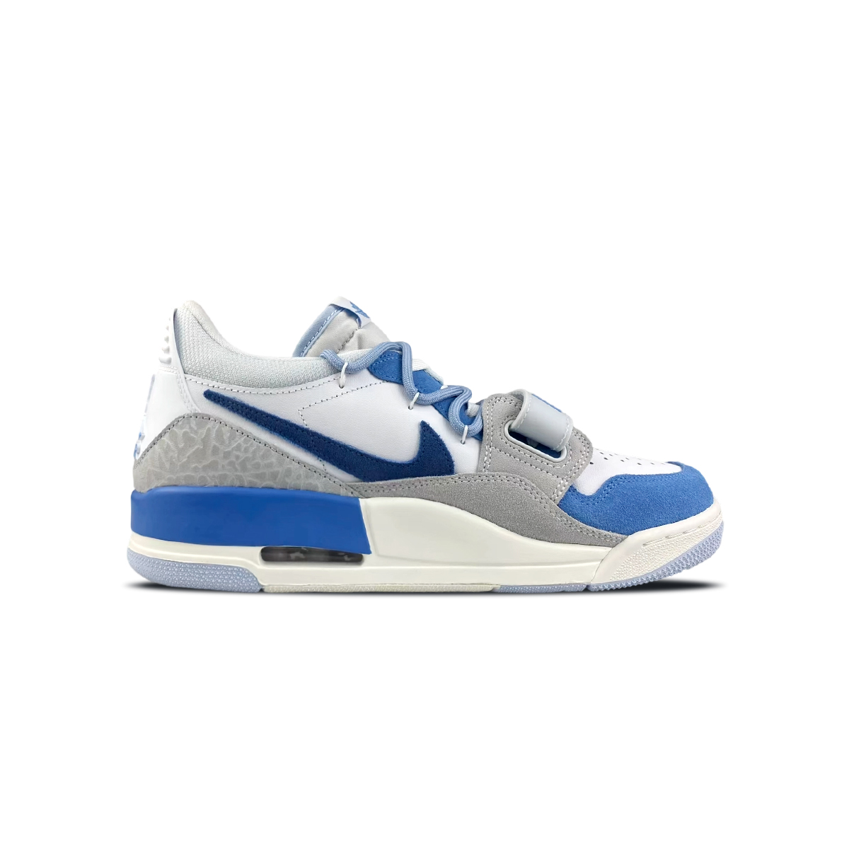 Легкие Legacy 312 устойчивые к истиранию низкие баскетбольные кроссовки Unisex White Blue Jordan, синий — фото 3