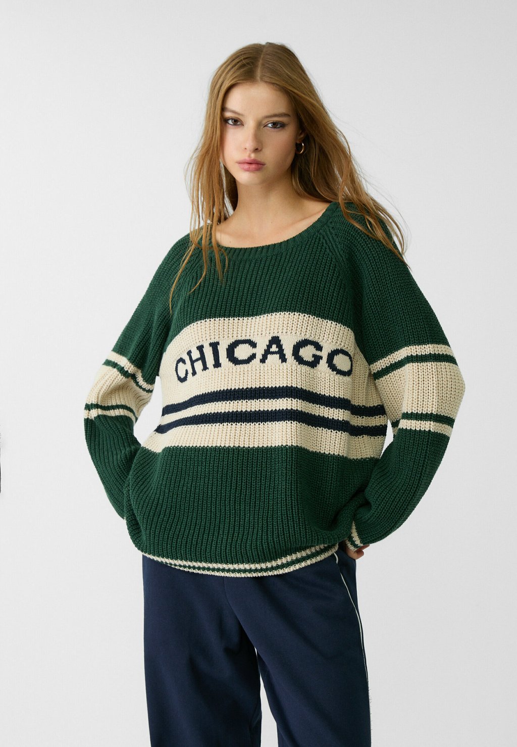 

Джемпер STRIPED Stradivarius, зеленый