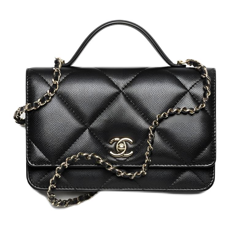 

CHANEL Гладкая телячья кожа женская сумка через плечо One Shoulder черная