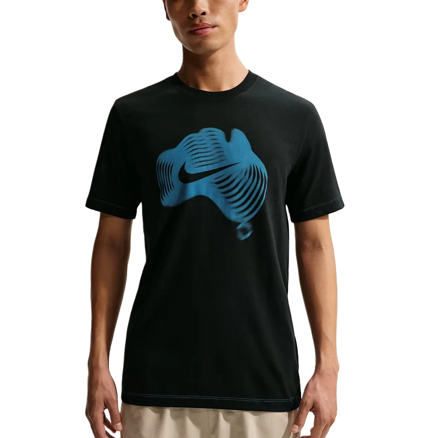 Мужская теннисная футболка Dri-FIT Nike, Dark Blue Black/Transparent Blue