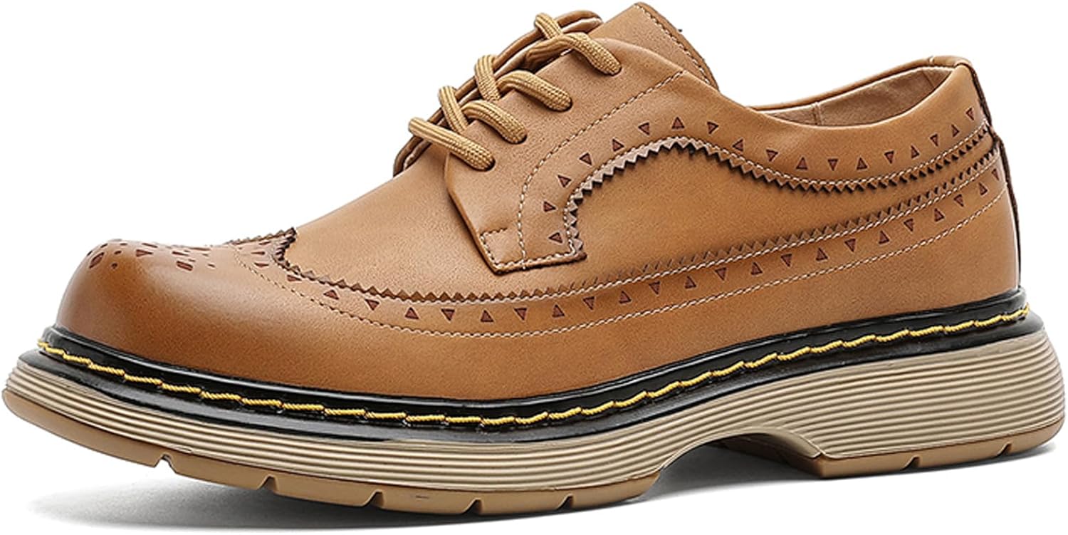 

Мужские кожаные оксфорды на платформе с перфорацией Melgonmg, коричневый