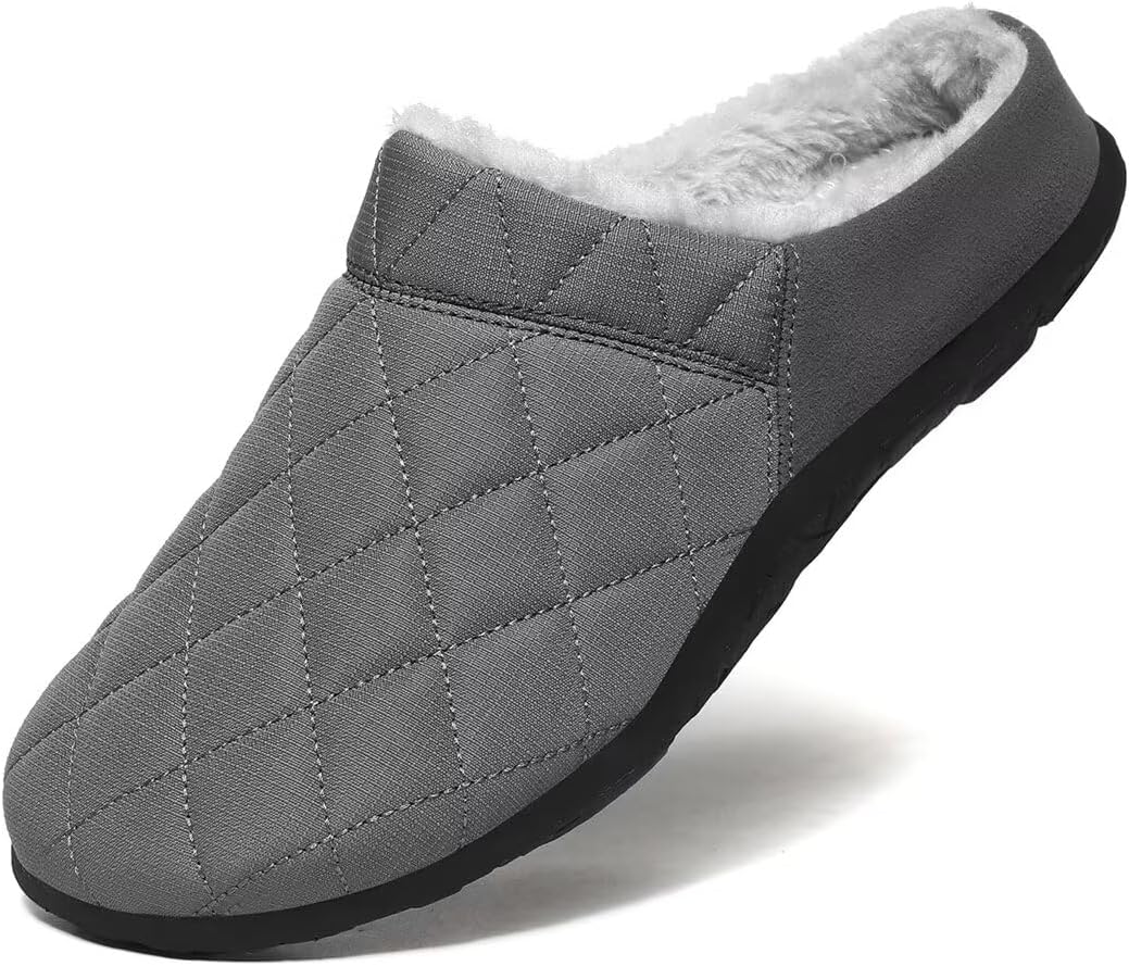 

Мужские облегченные зимние тапочки из искусственной кожи для дома Zonkacen, серый