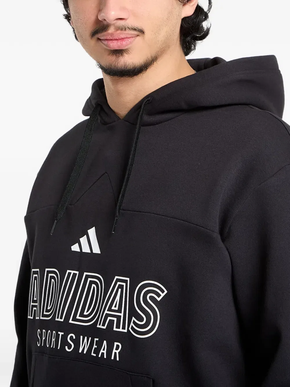 Худи House of Tiro с логотипом и тремя полосками Adidas, черный — фото 4