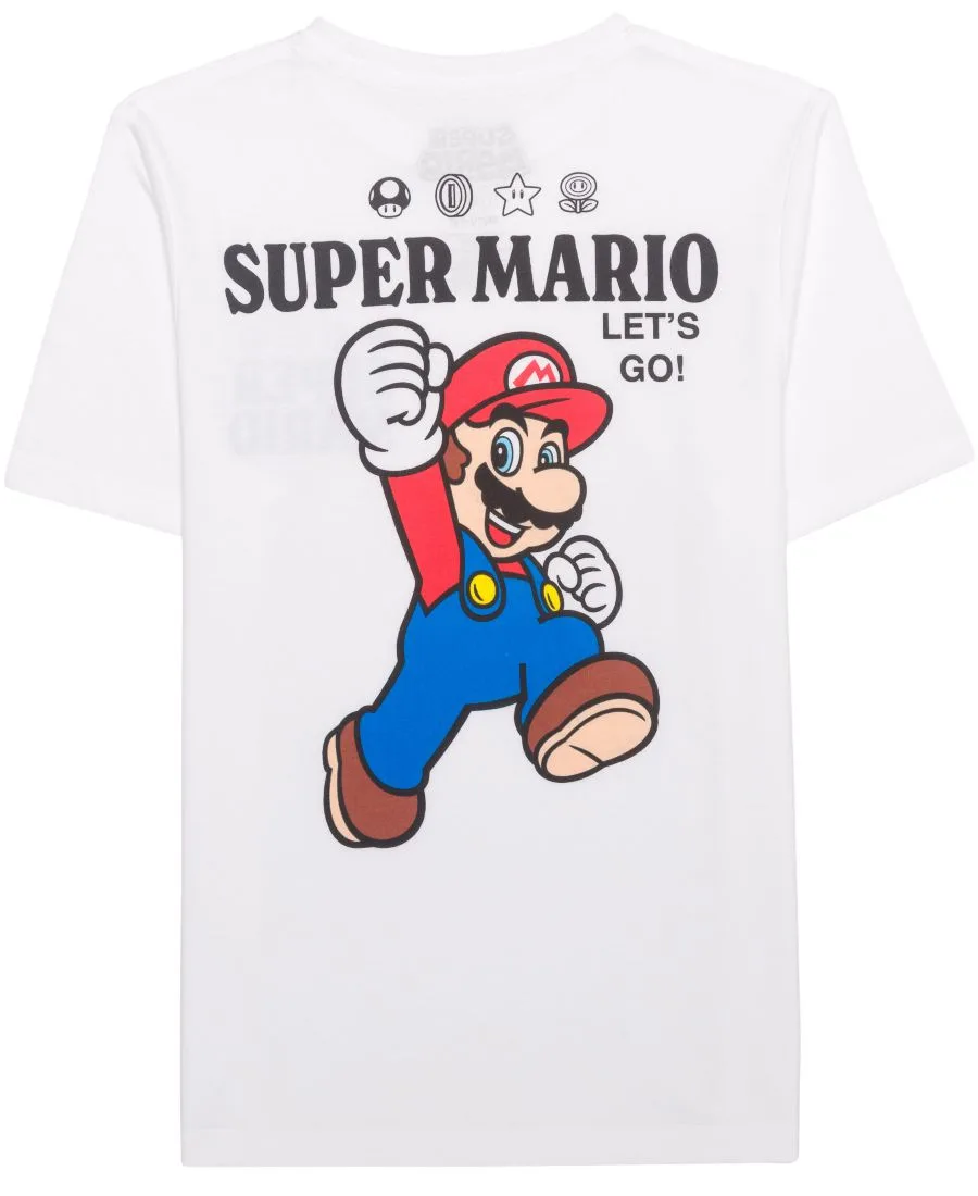 Детская футболка с коротким рукавом "Lets Go" для мальчиков 5-20 лет Mario Bros., белый