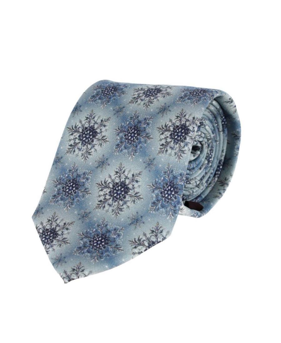 

Большой и высокий галстук Clarence The Classy Snowflake Silk Holiday Necktie TRAFALGAR, Light blue