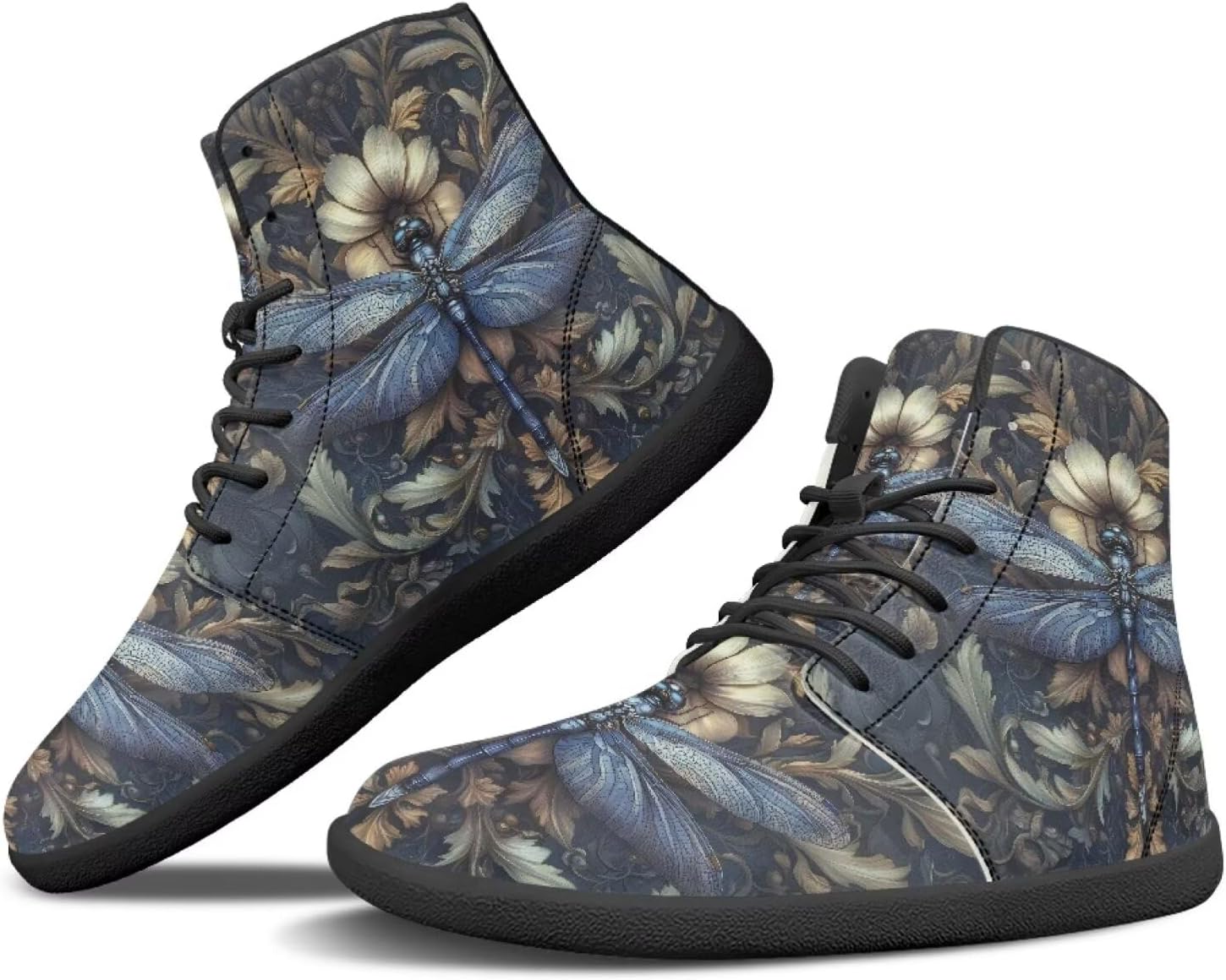 

Женские кроссовки JoyLamoria Skull Rose Butterfly высокие, с модными шнурками, для прогулок и тенниса, кожаные, хип-хоп стиль, кроссовки, Dragonfly