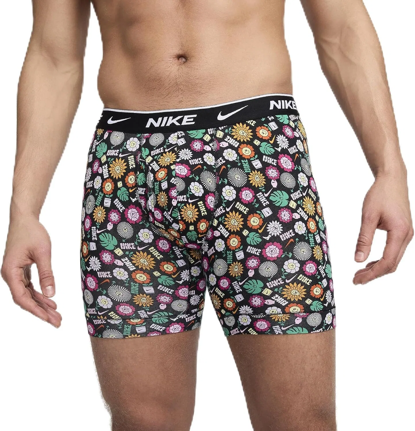 Боксеры дышащие Nike, Awe Floral Print/Blk L.fuchsia Wb/Lt Laser Orange
