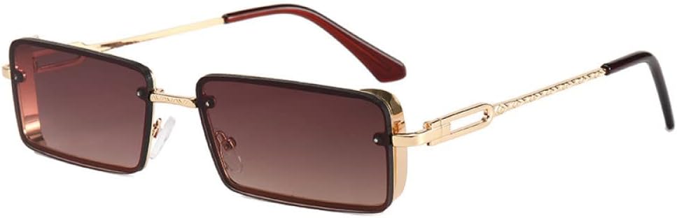 

Мужские солнцезащитные очки в винтажном стиле, серебристо-серые с градиентом, маленькие прямоугольные, женские солнцезащитные очки с защитой от УФ-излучения UV400 LANGSER, C02 Gold Brown