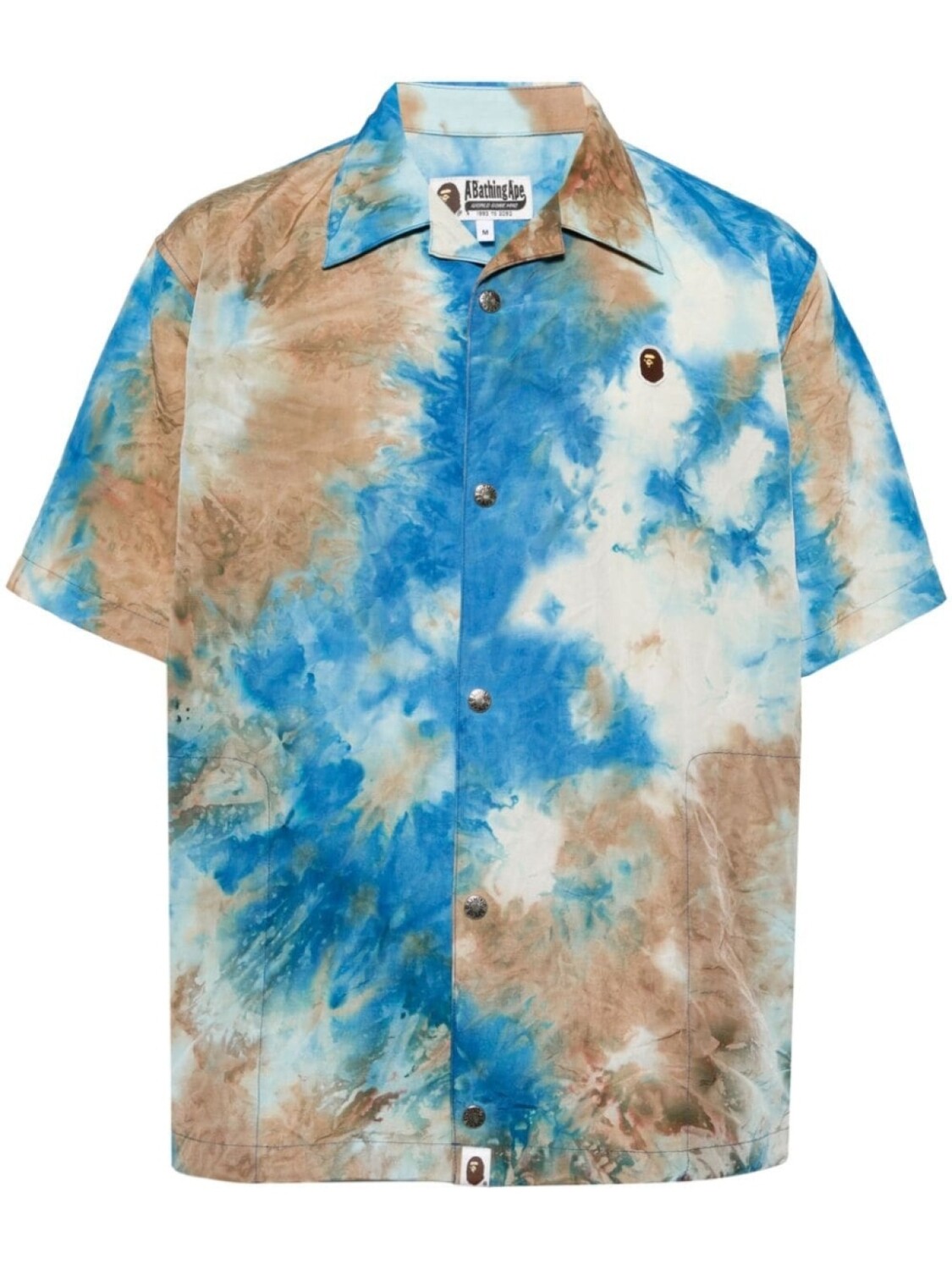 

A BATHING APE рубашка с короткими рукавами и принтом тай-дай, синий