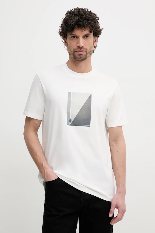 

Хлопковая футболка Armani Exchange, бежевый