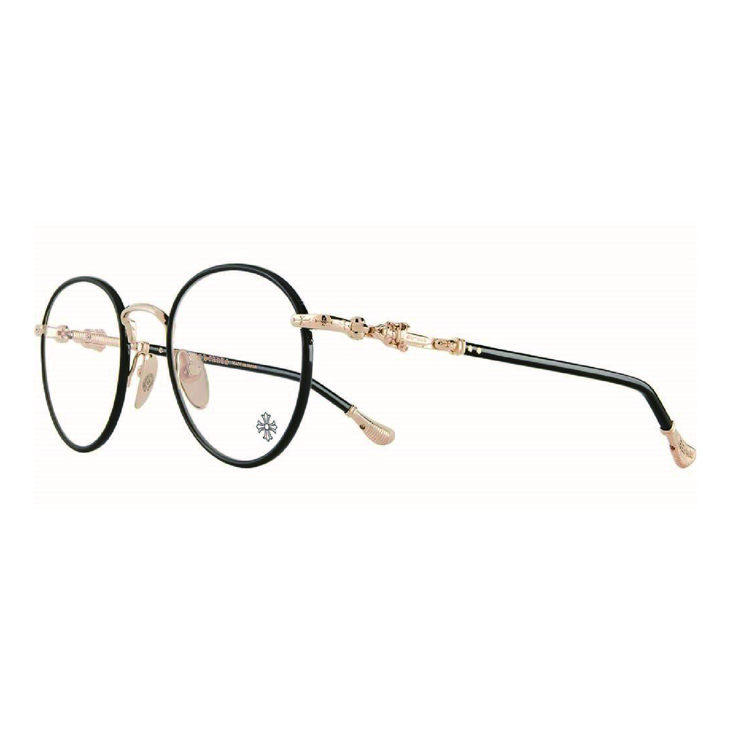 

Chrome Hearts Круглая оправа для очков из пластика и металла унисекс, Black/Gold Plated