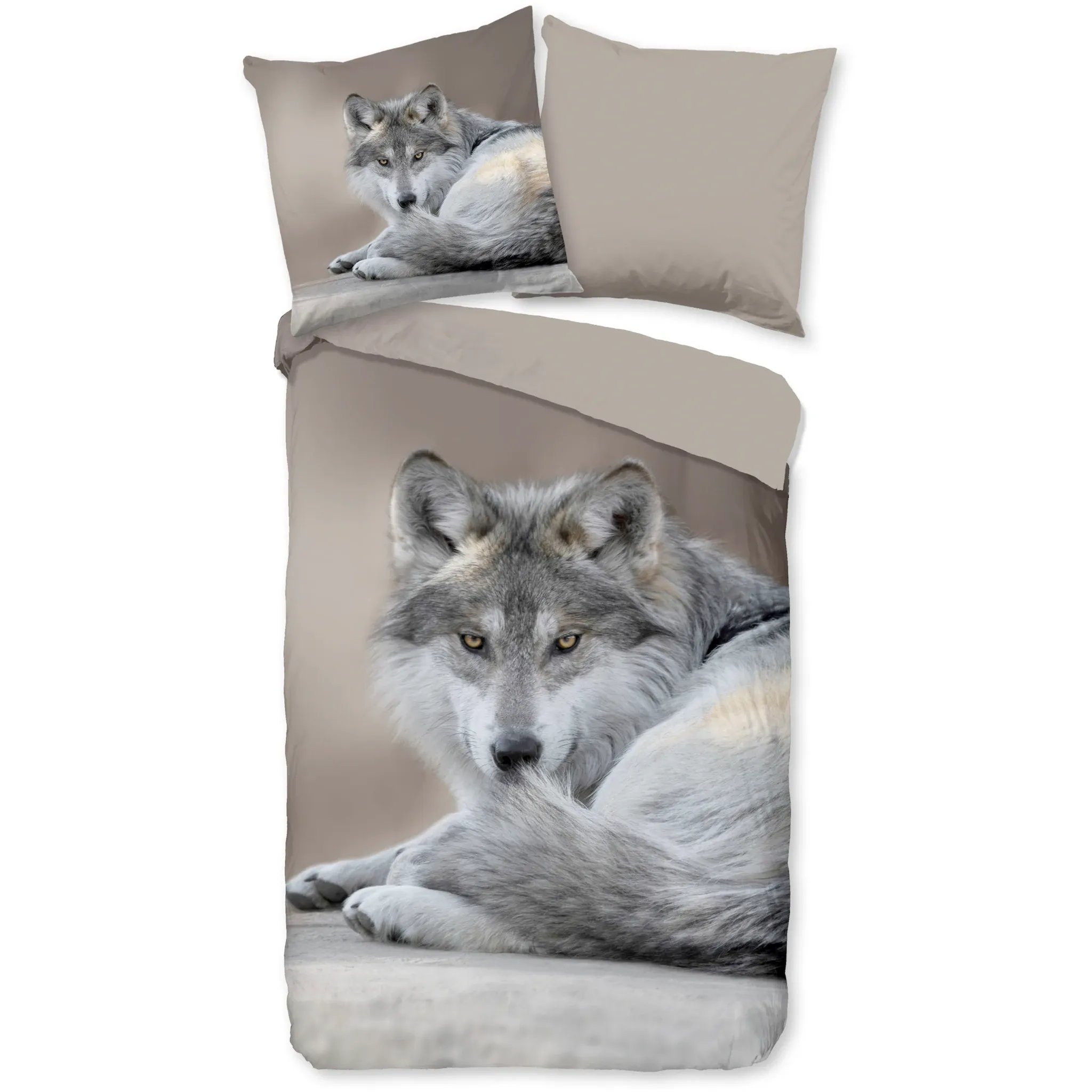 

Двустороннее постельное белье PURE Luxury Collection "Sharp Wolf", микрофибра, 135х200, молния, удобная в уходе, двусторонняя, волк, серо-коричневый