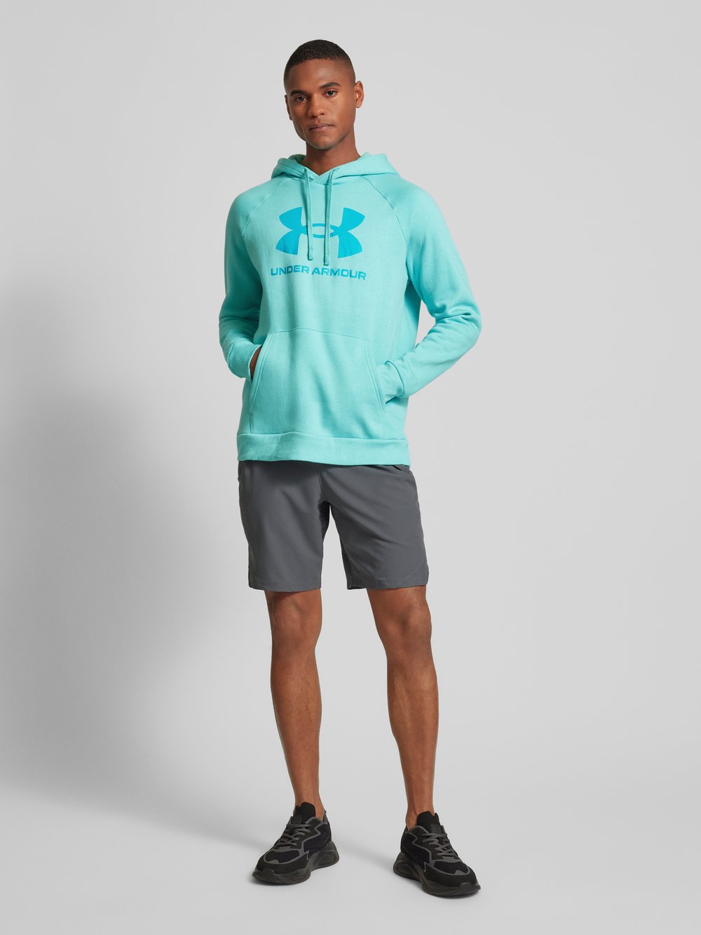 

Толстовка с капюшоном и этикеткой, модель «Rival» Under Armour, бирюзовый