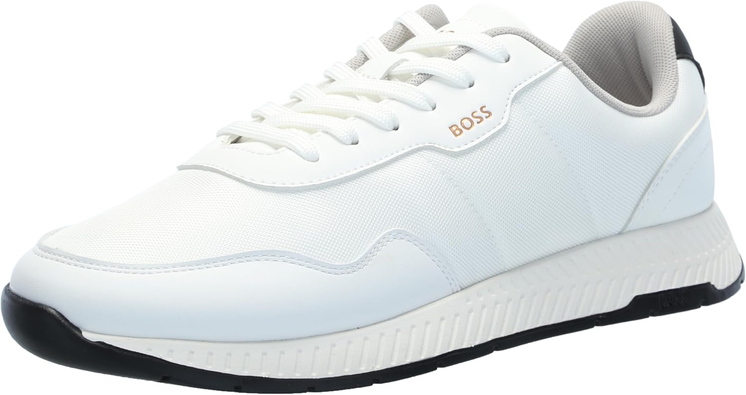 

Кроссовки низкие мужские BOSS из комбинированной кожи, Lychee White