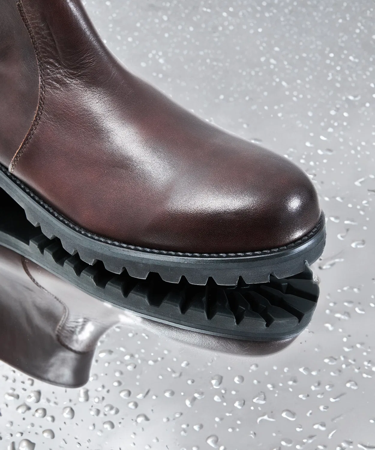 Ботинки кожаные PADRONE WATER PROOF LEATHER SIDE ZIP BOOTS RAUL, 42, тёмно-коричневые