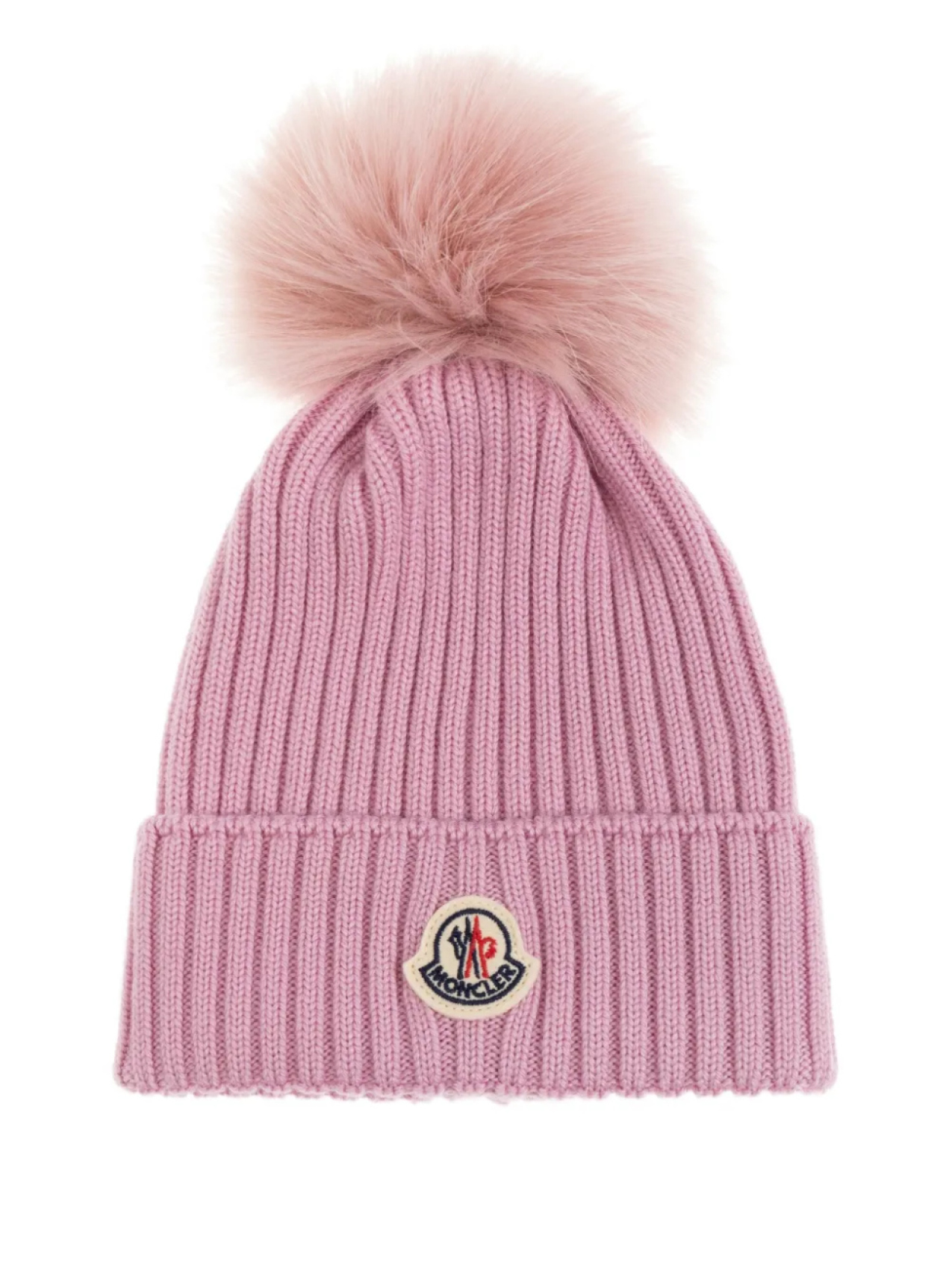 

Шапка-бини с нашивкой-логотипом Moncler Enfant, розовый
