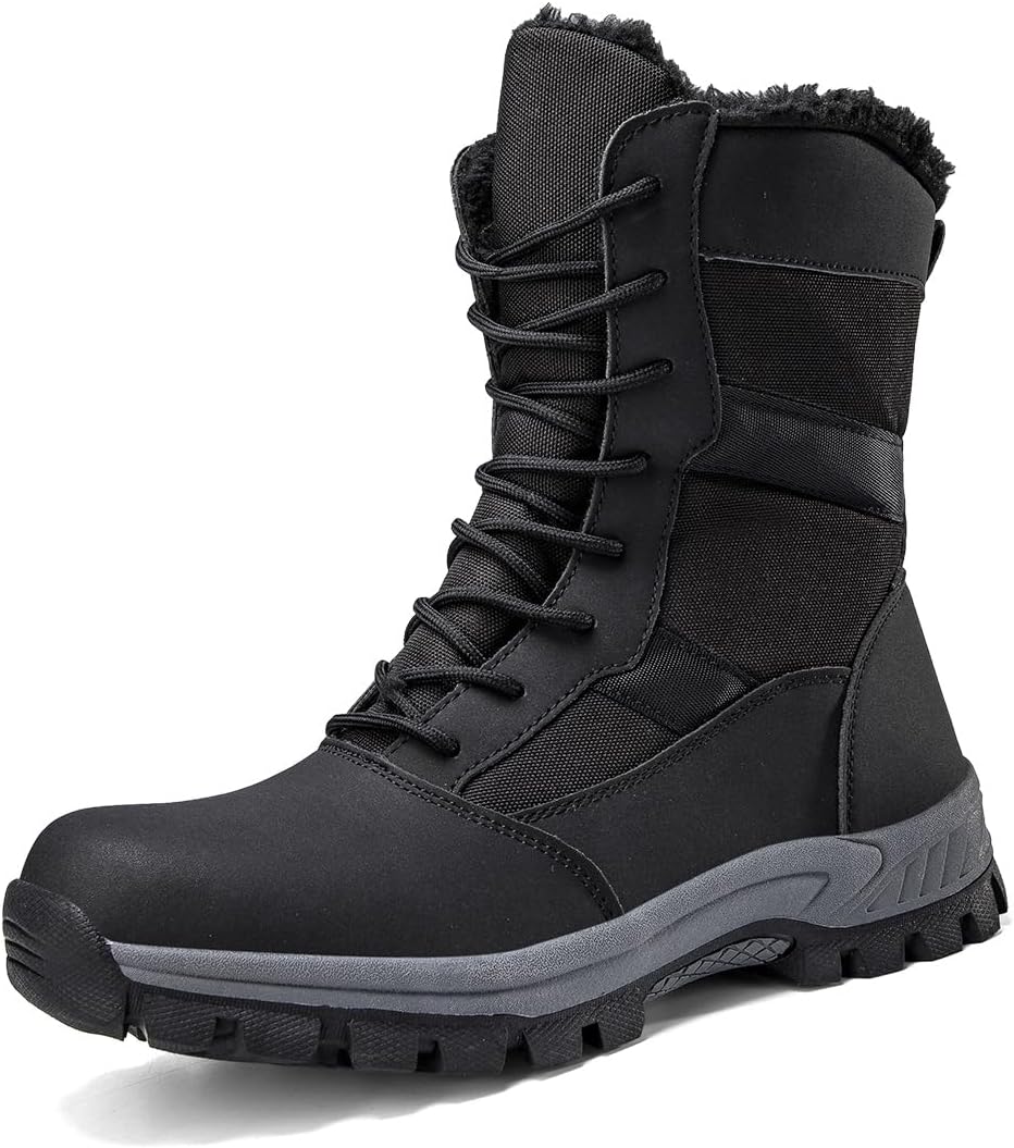 

Тактические военные ботинки LEIJOP для мужчин, высокие боевые ботинки с верхом из искусственной кожи и противоскользящей подошвой из TPR, легкие походные ботинки весом 1,0 кг для кемпинга, охоты и работы, черный