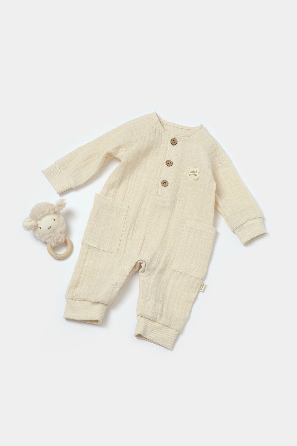 

Муслиновый комбинезон с карманами BabyCosy Organic Wear, камень