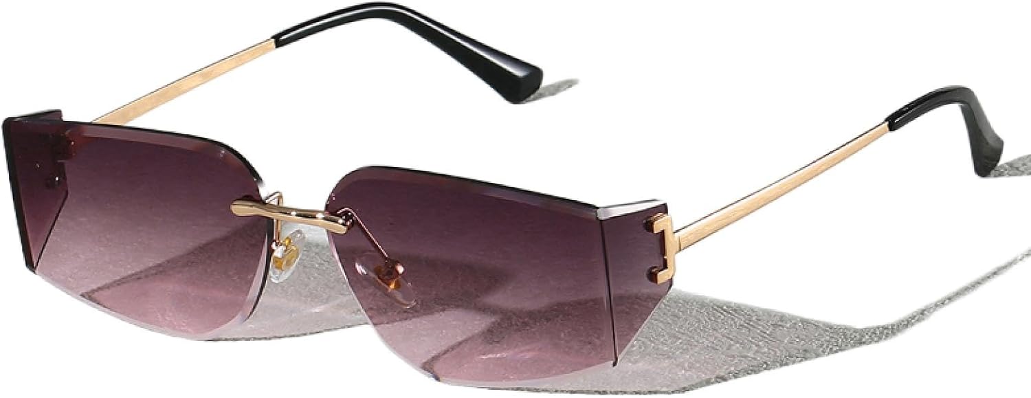 

Солнцезащитные очки с защитой от УФ-излучения UV400 | Без оправы, металлический панк | Для женщин и мужчин, для занятий спортом на открытом воздухе и вождения DSVIGF, Gray Pink