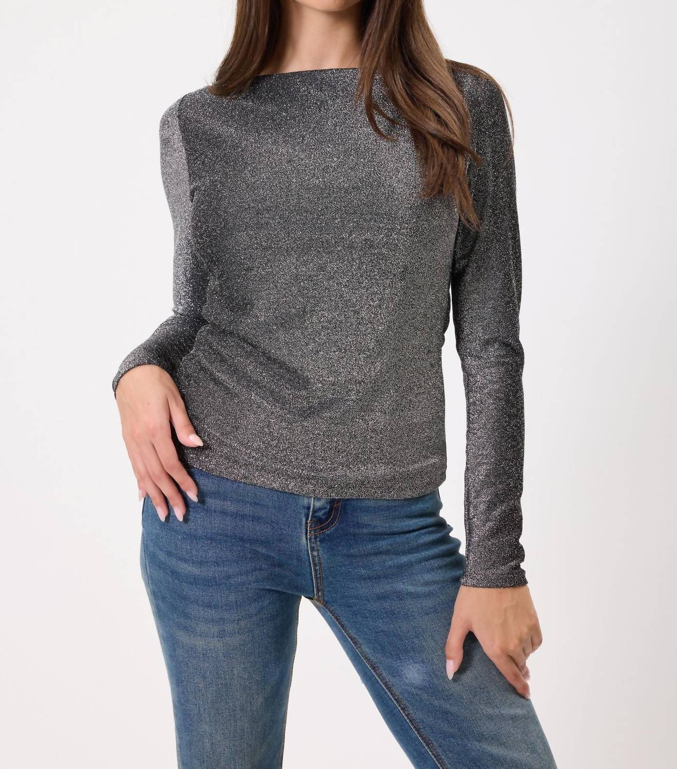 

Топ Nadia Sparkle в черно-серебристом цвете Kylie Paige