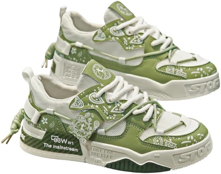 

Мужские кроссовки для скейтборда с толстой подошвой, дышащие сетчатые, для путешествий, модные и спортивные и повседневные мужские обувь Hchctry, зеленый