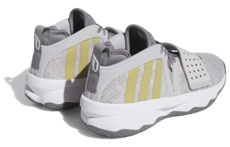 Баскетбольные кроссовки Adidas Dame 8 Extply унисекс, Светлый однотонный серый/золотой металлик — фото 4