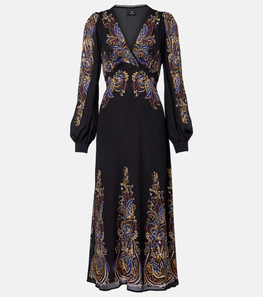 Платье миди с узором «пейсли» Etro, черный