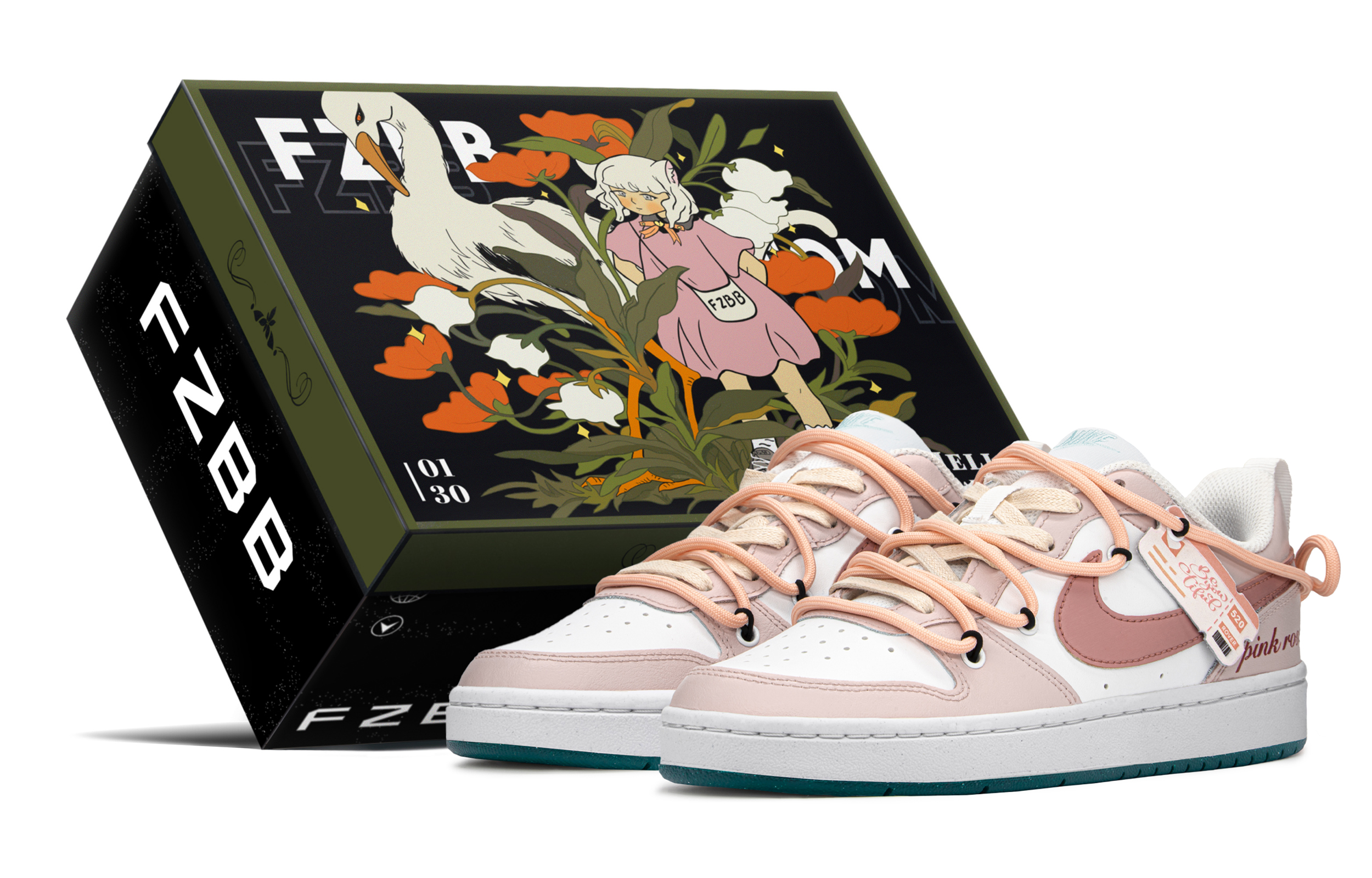 

Кроссовки Nike Court Borough Series Skateboard Shoes Women's Low-Top Beige Pink