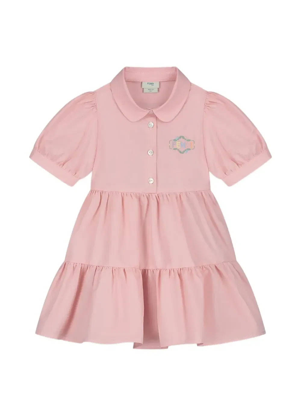 Ярусное платье с аппликацией Fendi Kids, розовый