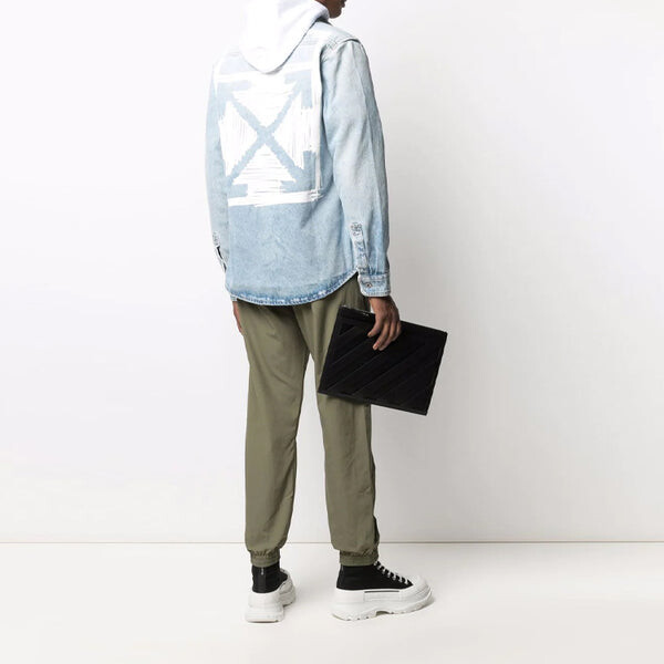 Рубашка men's ss21 lapel buckle long sleeves blue shirt Off-White, синий — фото 3