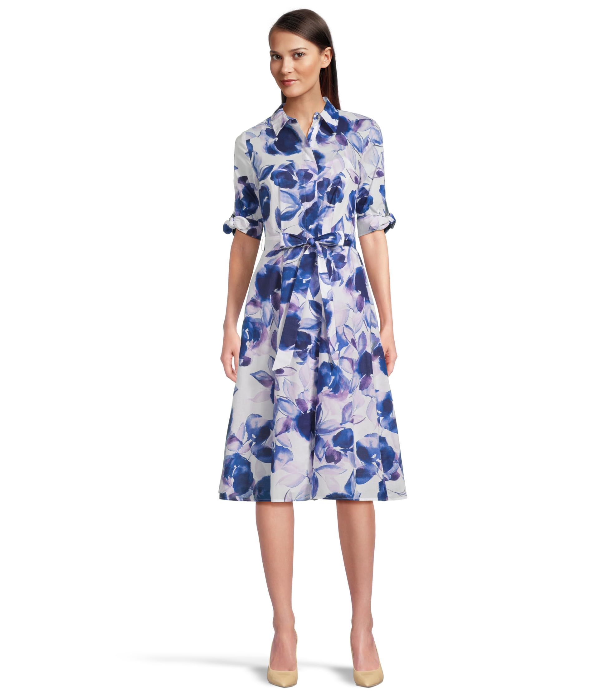 

Платье Calvin Klein Cotton Floral Tie Waist, цвет Opal Multi