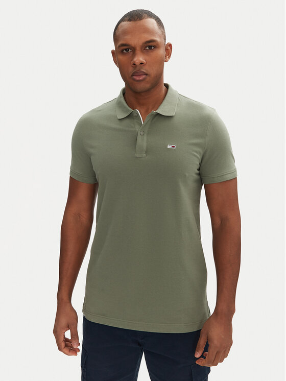 

Рубашка поло облегающего кроя DM0DM20676 Tommy Jeans, зеленый