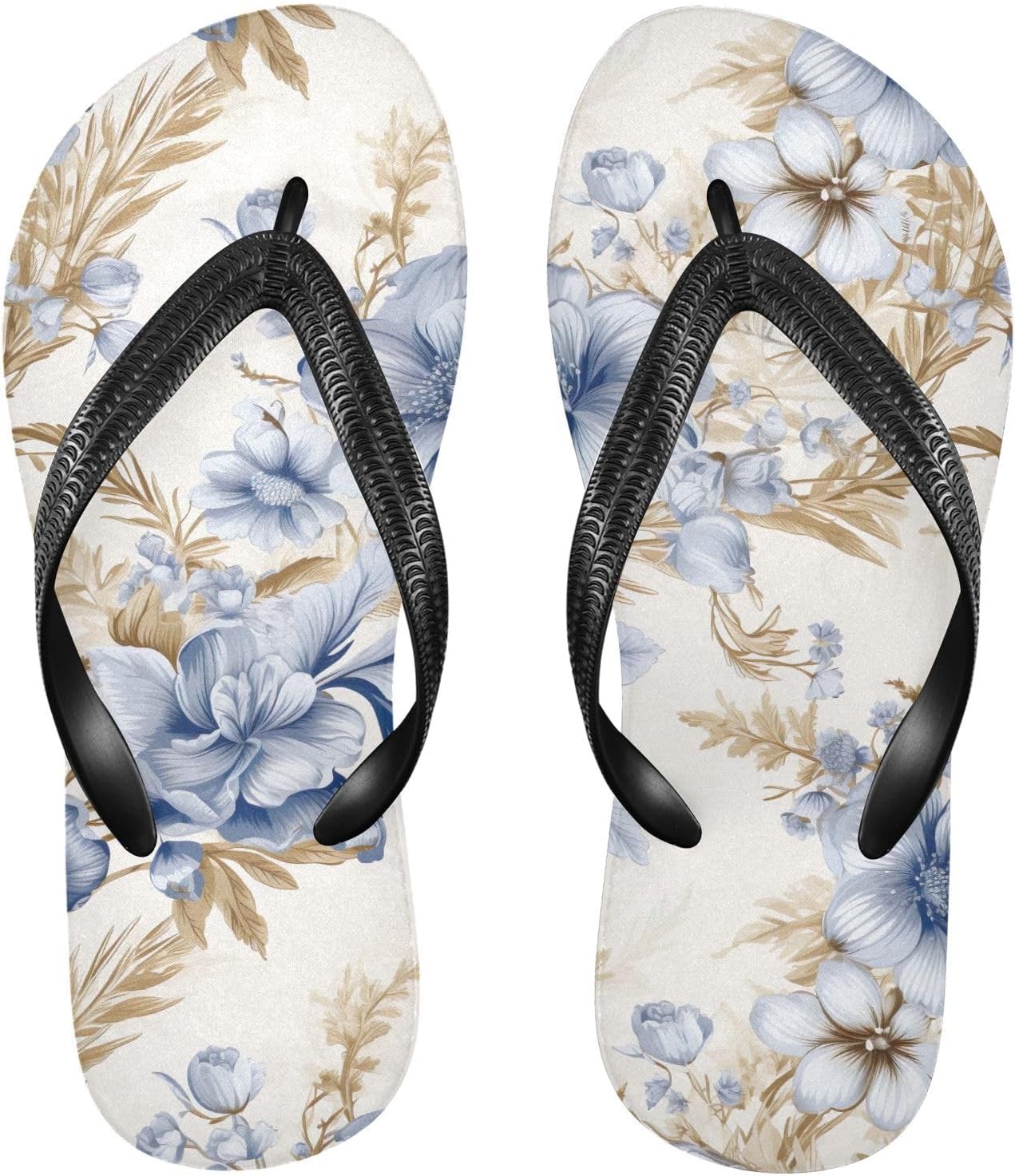 

Голубые цветы, белые шлепанцы, пляжный душ, вьетнамки, резиновые нескользящие летние тапочки для ходьбы, мужские и женские Sinestour