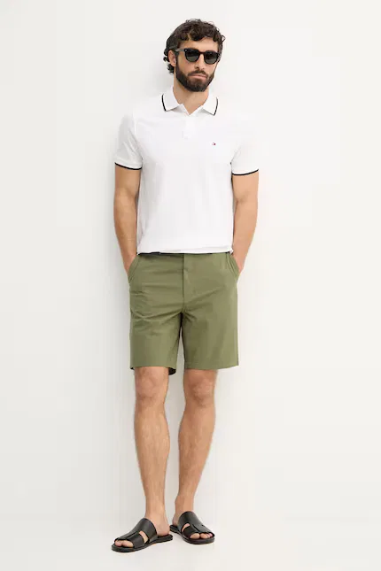 Шорты хлопковые Chino Tommy Hilfiger, зеленый — фото 2