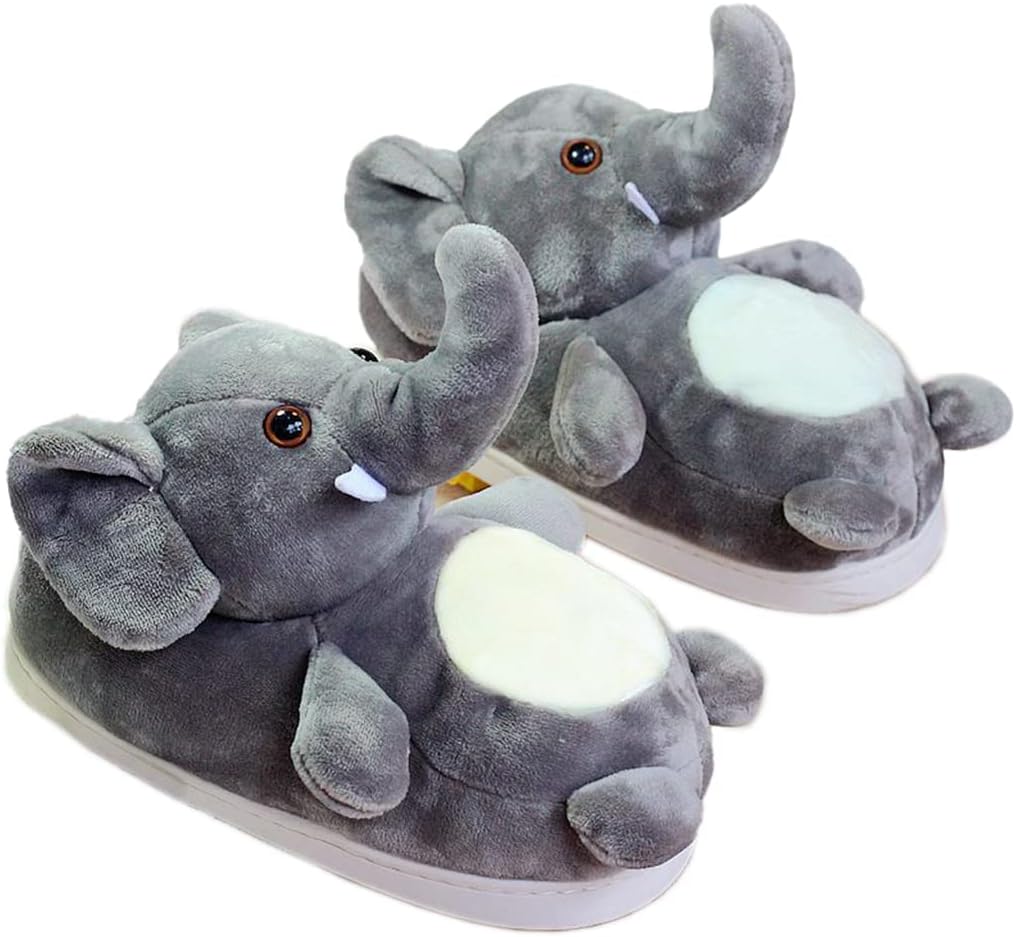

Взрослые тапочки WYIKE унисекс с изображением слона и хомячка- удобные, теплые хлопковые тапочки с мультяшными животными, серый