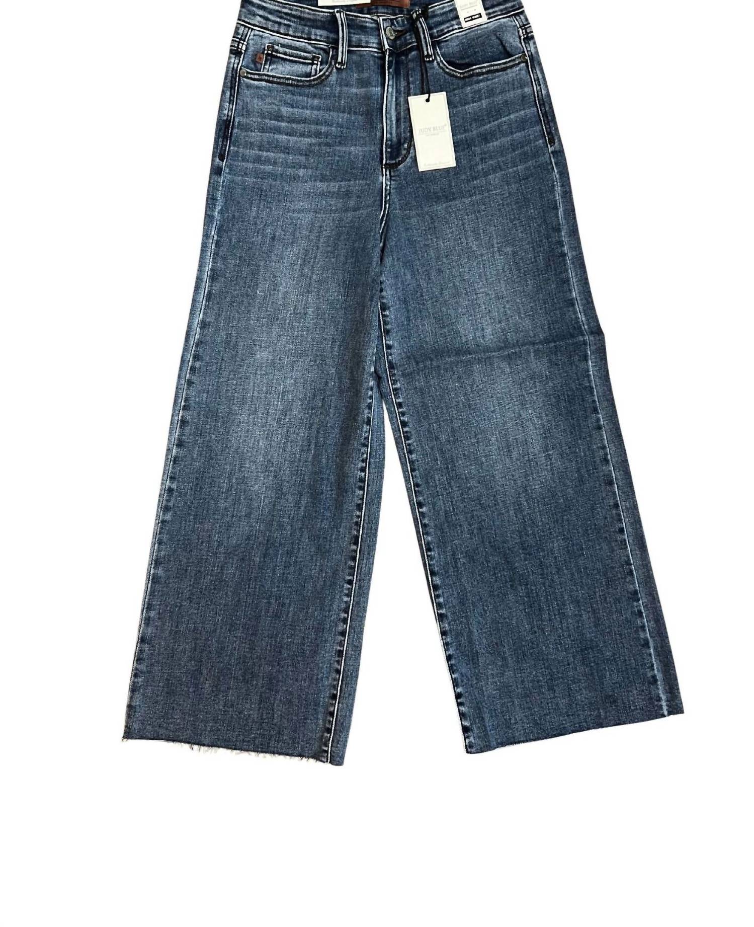 

Женские укороченные джинсы с высокой талией и необработанным краем, синие Judy синий, синий