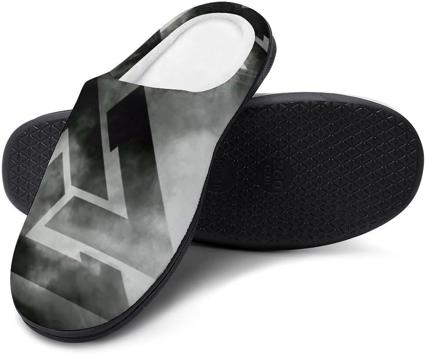 

Мужские тапочки с 3D-печатью в виде викингского компаса, зимние теплые домашние тапочки с мехом, легкие тапочки с резиновой подошвой Yxhzyhy, Viking Runes2