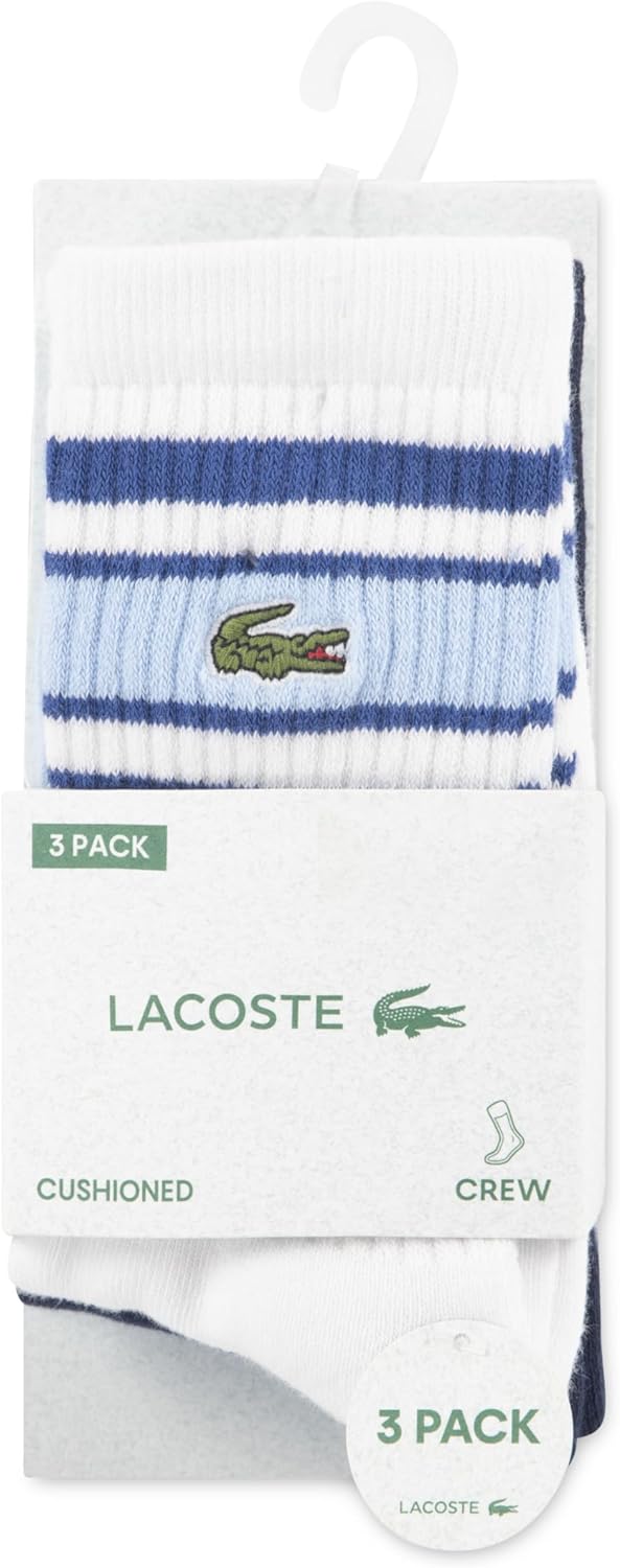 Упаковка из 3 пар трикотажных носков Lacoste для мальчиков на каждый день, White/Blue — фото 3