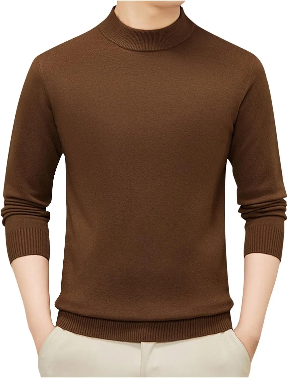 

Xiaojake мужской базовый свитер с воротником-стойкой, мягкий, приталенный, из смесовой шерсти, легкий, с длинными рукавами Xiaojmake