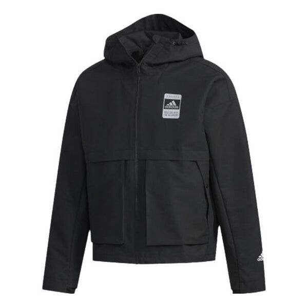

Куртка с логотипом, свободная, с капюшоном, с длинными рукавами, Adidas, черный