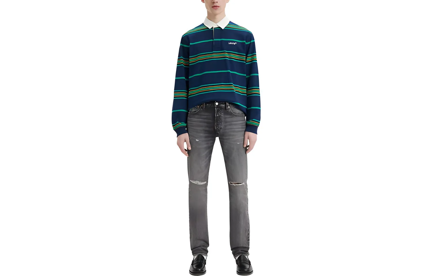 Levis Джинсы мужские черно-серые с умеренными потертостями