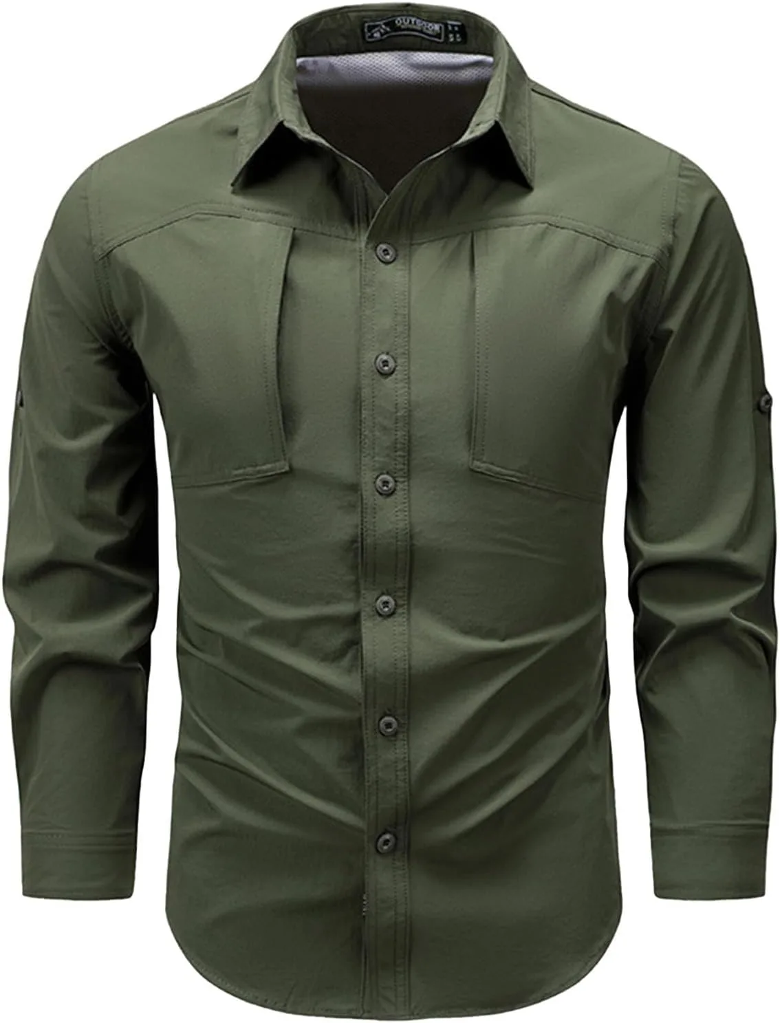 

Мужская тактическая рубашка с длинным рукавом и карманами на молнии