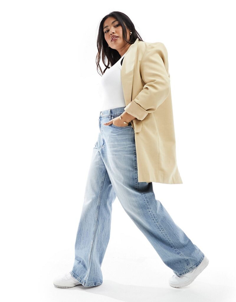 

Голубые джинсы прямого кроя ASOS DESIGN Curve