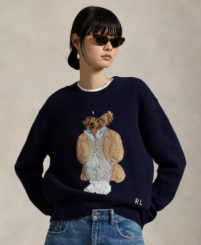 

Женский свитер Polo Bear из смеси шерсти и кашемира Polo Ralph Lauren, синий