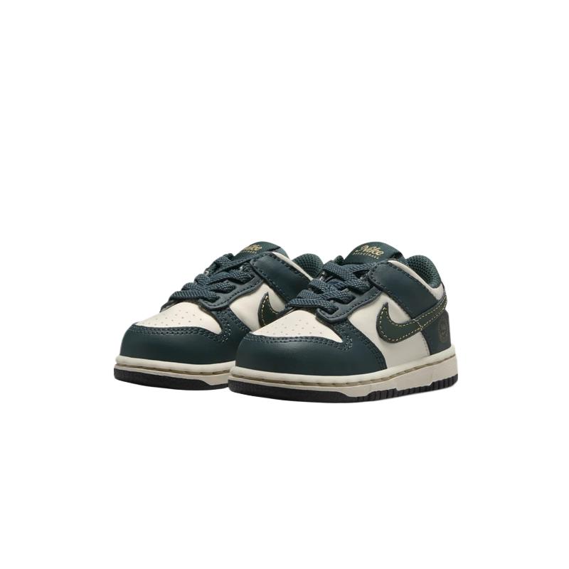 Nike Детские низкие кроссовки Dunk глубокий лесной зеленый светлый слоновой кости белый зеленый антик — фото 3