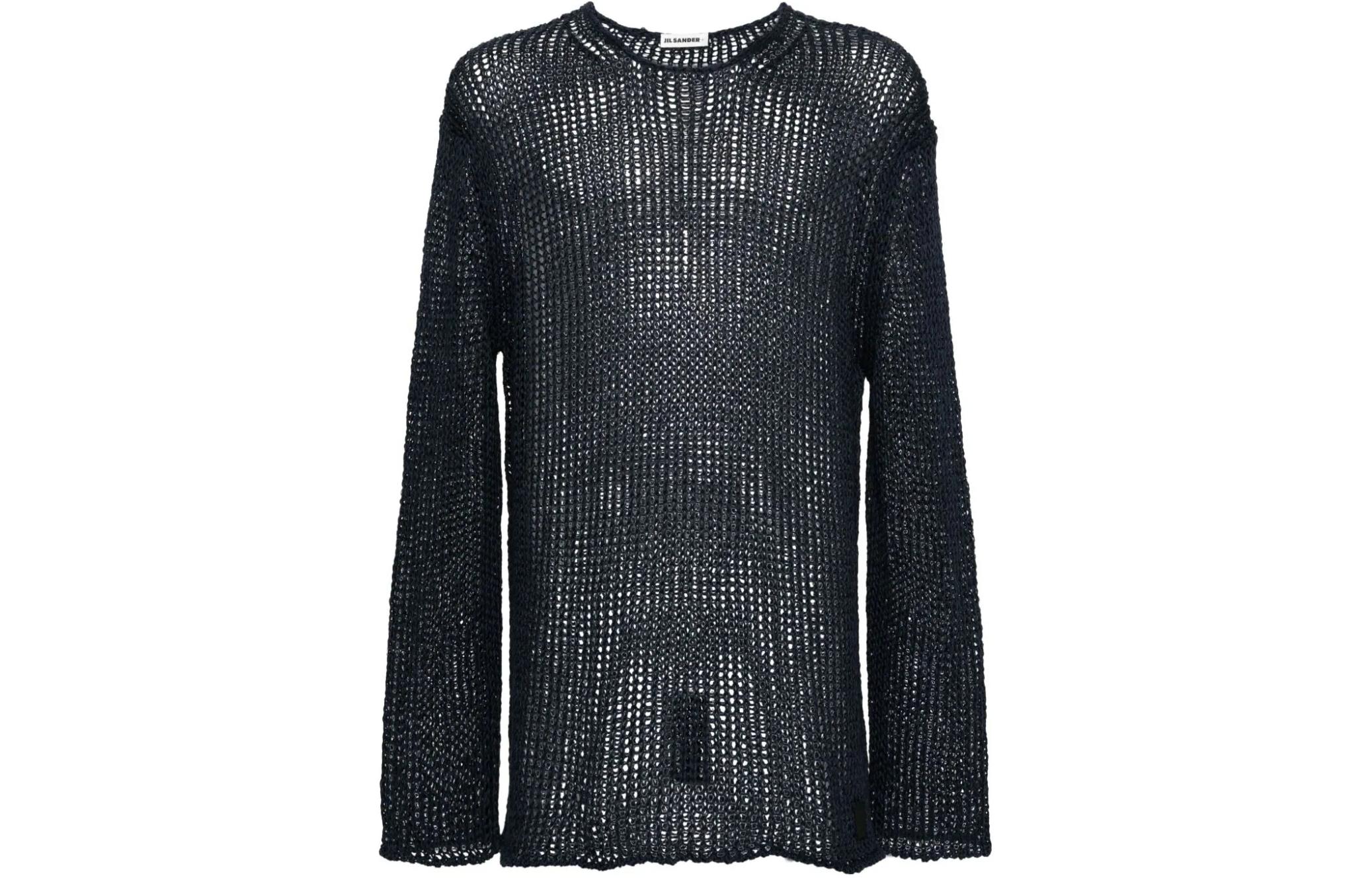

Открытая вязка Джемпер с аппликацией логотипом JIL SANDER, черный