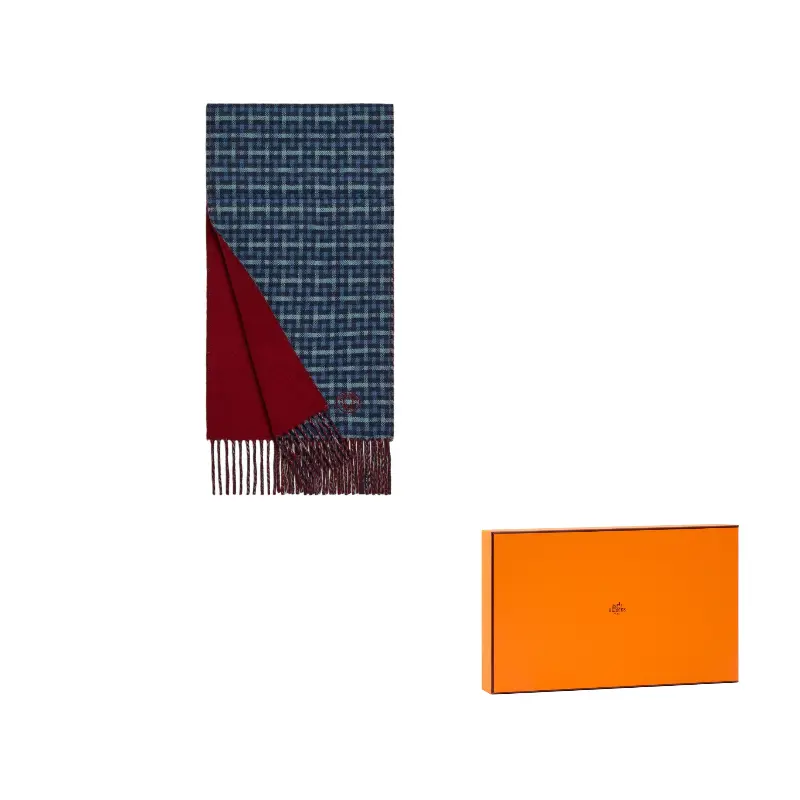 

HERMES Вязаный шарф мужской, Blue/Red