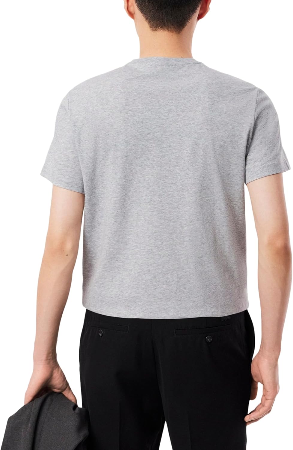 Мужская хлопковая футболка Lacoste с V-образным вырезом, Silver Chine — фото 3