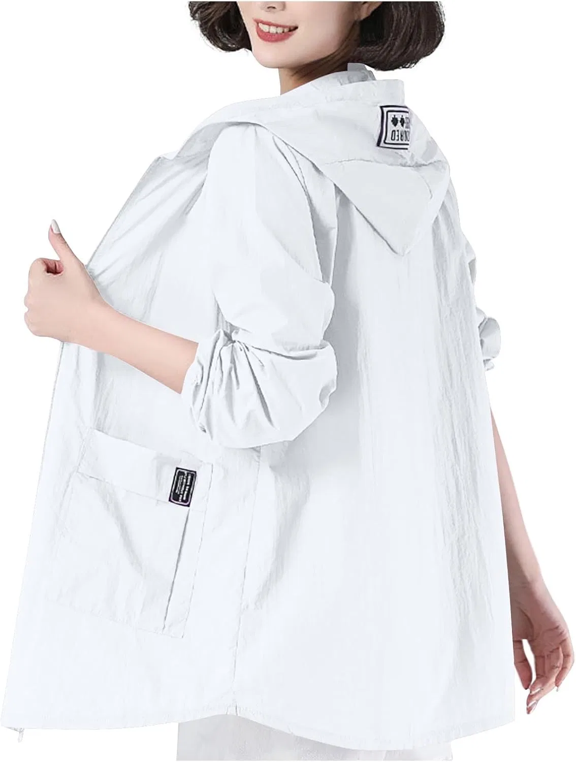 Женская куртка с капюшоном UPF 50+, White